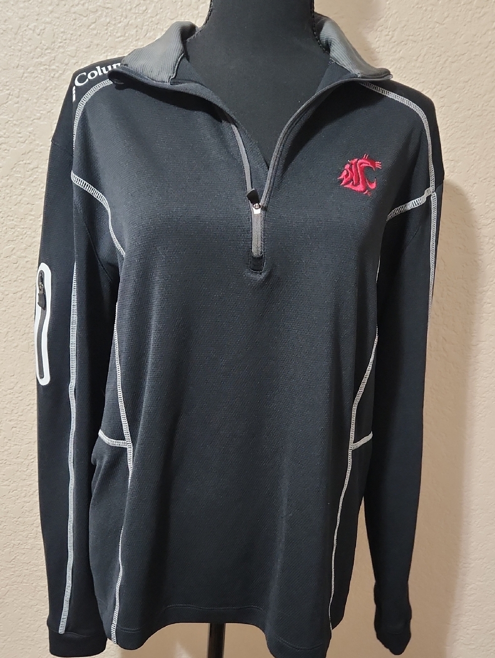 Columbia Black Golf Shirt with White Logo Washington State Cougars